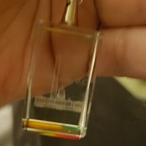 Clear Rectangular Keychain with Colorful Base Washington D.C.